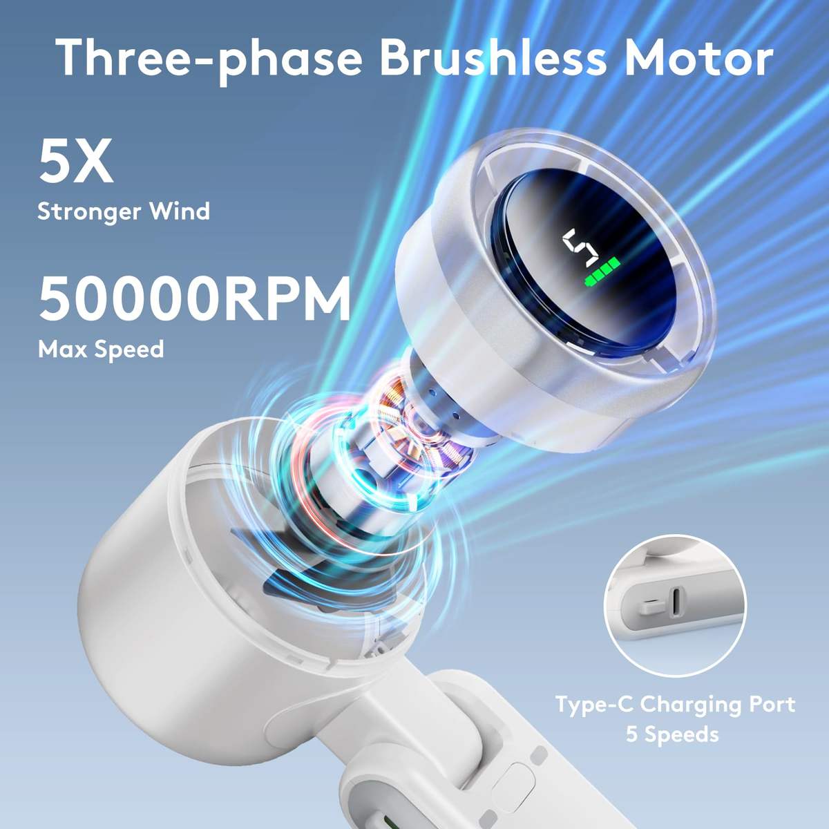 Portable Handheld Mini Fan – Foldable Turbo Airflow Fan - Image 4