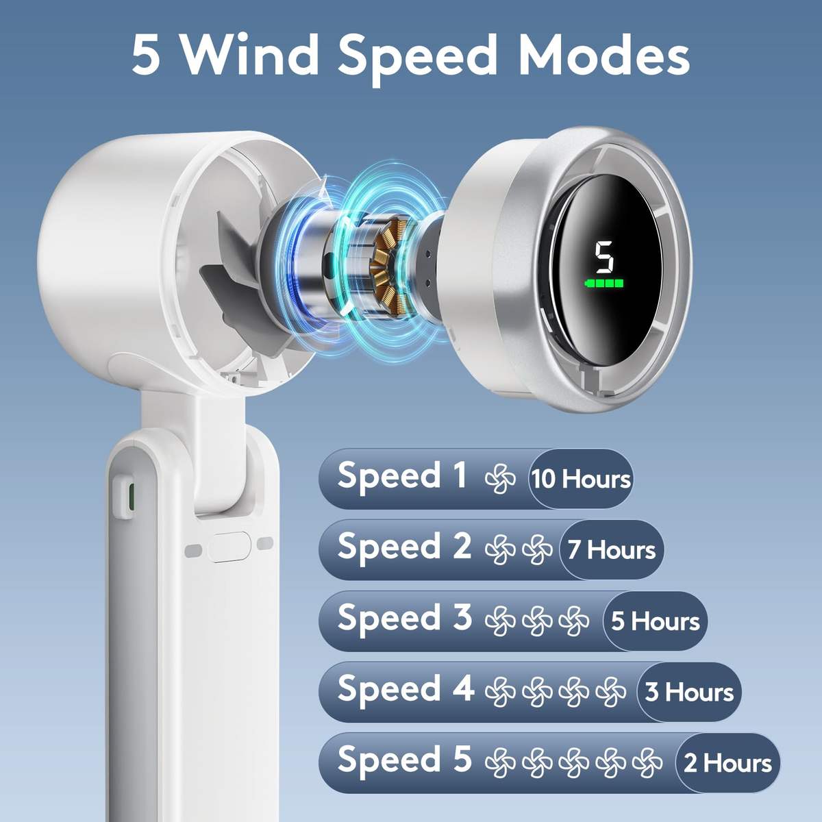 Portable Handheld Mini Fan – Foldable Turbo Airflow Fan - Image 6